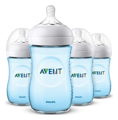 Biberon Avent Natural 260ml 4pzs Philips Avent Scf013/49 1m+ Color Azul