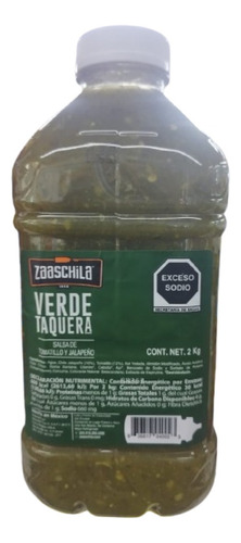 Pack 2 Salsa Verde Taquera 2kg C/u Zaaschila