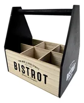 Comprar Cajon Madera Para 6 Botellas Vino Con Asa Bistrot 25x23,5cm.