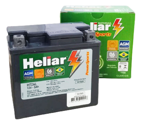 Bateria Moto Htz6l Biz 110/125 Cg 125/150 Heliar 5ah Selada