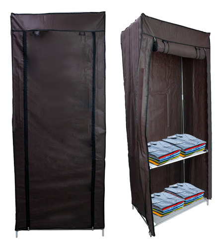 Set 2 Guardaropa Portátil De Tela Dormitorio Cafe Estante