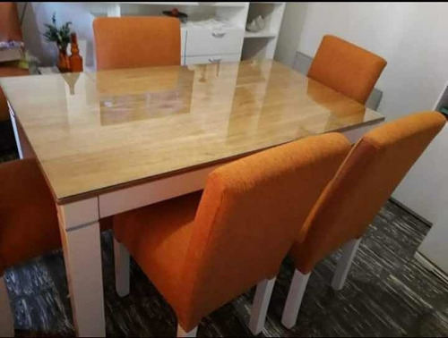 Imagen 6 de 9 de Juego De Comedor, Mesa Exten Color Paraiso+6 Sillas Chenille