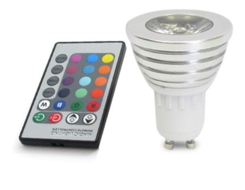 Imagem 5 de 5 de 2 Lampadas Led Para Spot Rgb Gu10 Controle Remoto Colorido