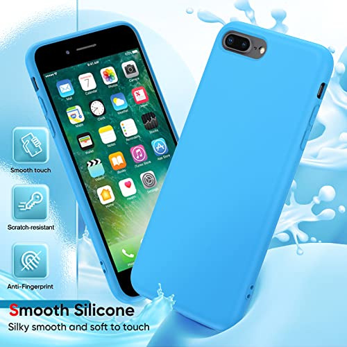 Funda Para iPhone 7/8 Plus Azul Cielo Liquid Silicon Tempere