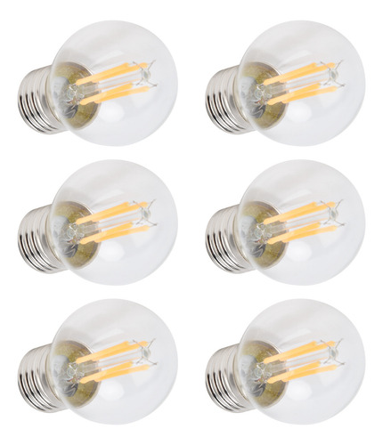 Bombilla G45, 6 Unidades, Led E27, Filamento Vintage De Vidr