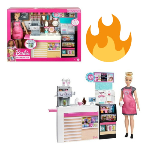 Muñeca Barbie Cafetera Set Cafeteria