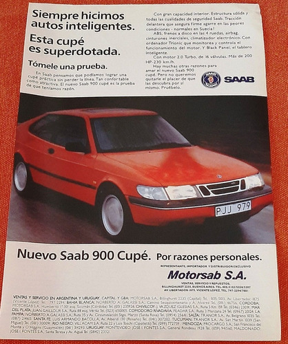 Publicidad Saab 900 Coupé 1994