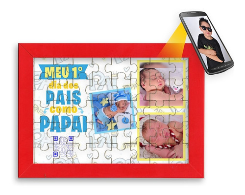 Imagem 4 de 10 de Caneca Dias Dos Pais + Quebra Cabeça Com Foto E Vídeo