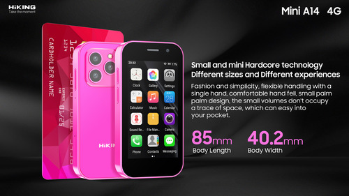 Mini Smartphone 4g Dual Sim Android 9 Senderismo A14 16gb 2gb Mini Phone 2000 Mah Fm Wifi Gps Bluetooth Celular Rosa