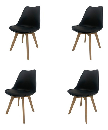 Silla Midtown Tulip Eames Con Almohadon X4 Negra Cantidad de sillas por set 4 Color de la estructura de la silla Negro Color del asiento Negro Diseño de la tela Arabesco