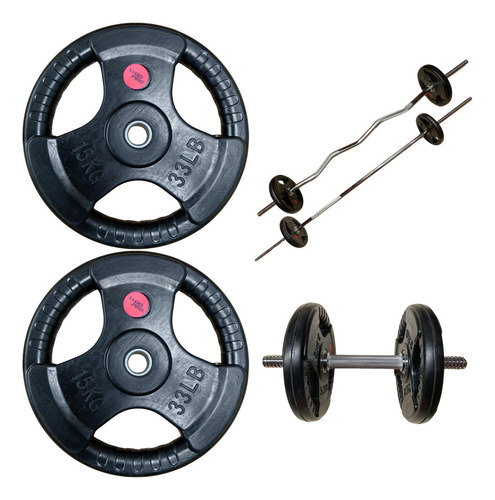 Discos 10kg Total 20kg Estándar Gym 1 Pulgada Ejercicio Casa Color Negro