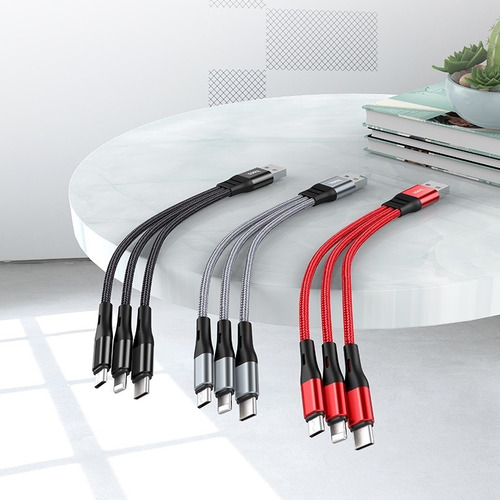 Cable De Carga Usb A Ip Tipo C Micro Usb 2.4a Para iPhone Color Plateado