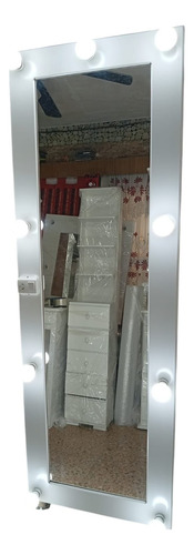 Espejo De Pie Hollywood 1,84cm Con Luces Y Una Estanteria ! Blanco