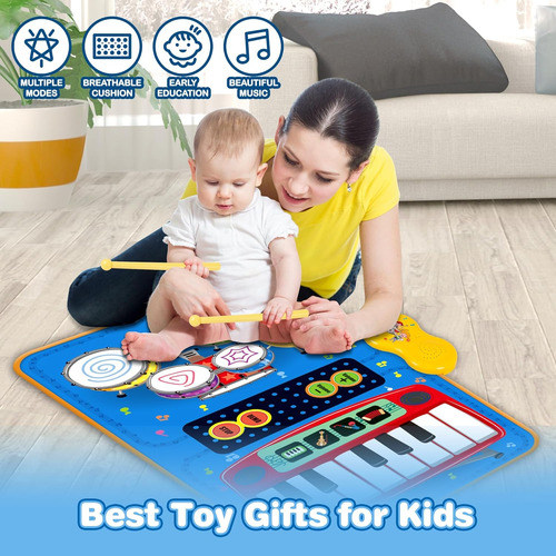 Alfombra Musical Portátil Para Bebés, Piano Y Batería
