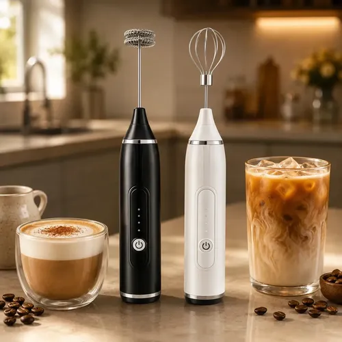 Mini Batedor Misturador Elétrico Recarregável USB, com 3 Velocidades e 2 Batedores em Aço Inox