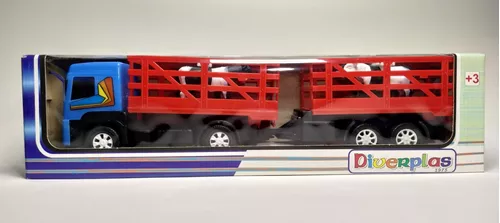 Caminhão Carreta Rodotrem Com 4 Bois Brinquedo Diverplas 912