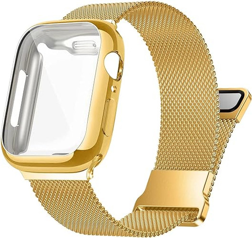 Correa De Metal Acero Inox. Para Apple Watch 45mm Dor/yellow