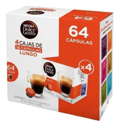128 Cápsulas Sabor Lungo Nescafé Dolce Gusto