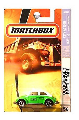 Matchbox Volkswagen Vw Beetle Taxi Verde Y Blanco 6kowv