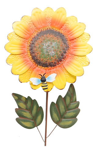 Adorno De Metal Con Forma De Estaca De Girasol Para Jardín A