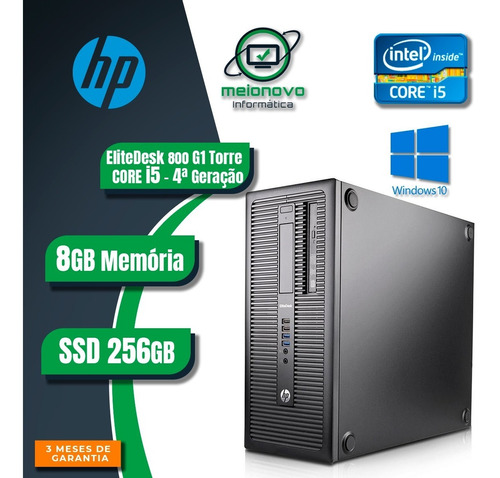 Desktop Barato Hp Elitedesk 800 G1 Torre I5 4ª 8gb Ssd 256gb