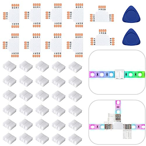 Conector T De 4 Pines Tira De Led Rgb 5050 3528 Sin Cab...