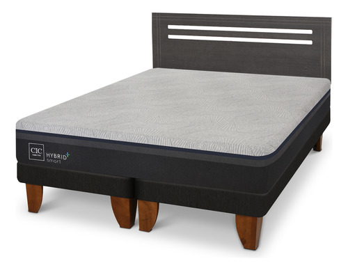 Cama Europea Hybrid Plus Smart 2p Bd Respaldo Munich Gris Gris