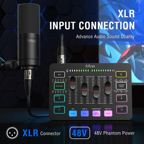 Mezcladora Fifine Interfaz Phantompower Sc3