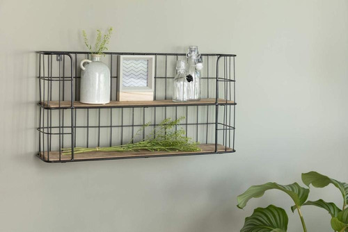 Repisa Estante Flotante Para Pared En Madera Y Metal Vintage