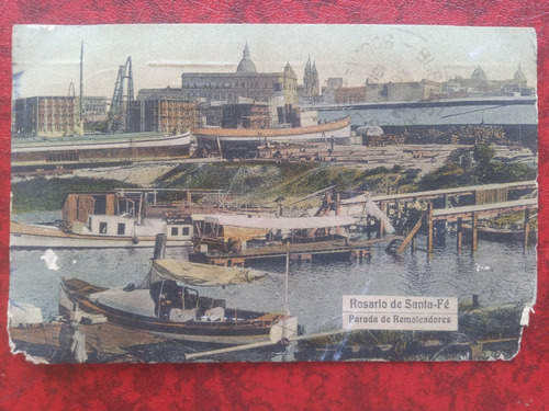 Rosario Santa Fe Parada De Remolcadores 1913 Postal (Usado)