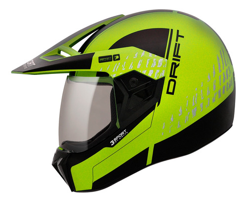 Capacete Bieffe 3 Sport Drift Amarelo Citrus Preto Cross 