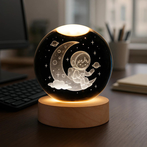 Lúminaria De Mesa Led Bola Cristal Bm-f976b