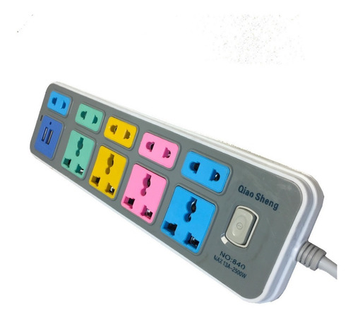 Imagen 1 de 7 de Alargue 3 Usb 9 Enchufes Interruptor Adaptador Zapatilla