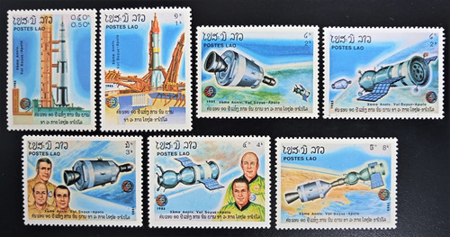 Laos Espacio, Serie Yv 655-661 Apollo Soyuz 1985 Mint L18918