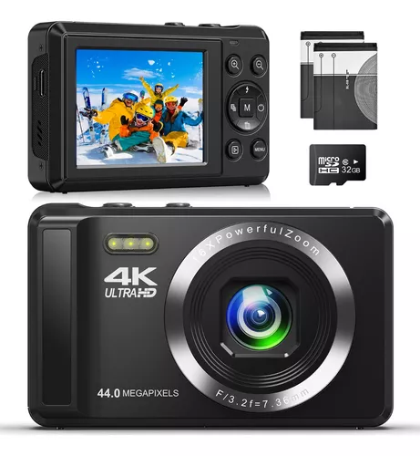 Cámara digital, cámara recargable de 30 MP para apuntar y disparar con zoom  digital de 18X cámaras digitales para fotografía con 2 baterías y tarjeta