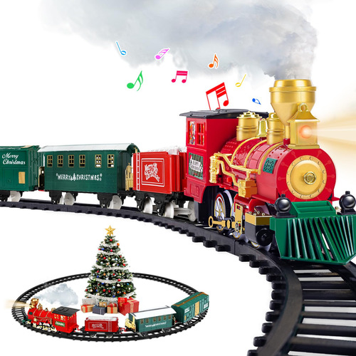 Set De Tren Eléctrico Baingesk Con Locomotora De Vapor, Humo