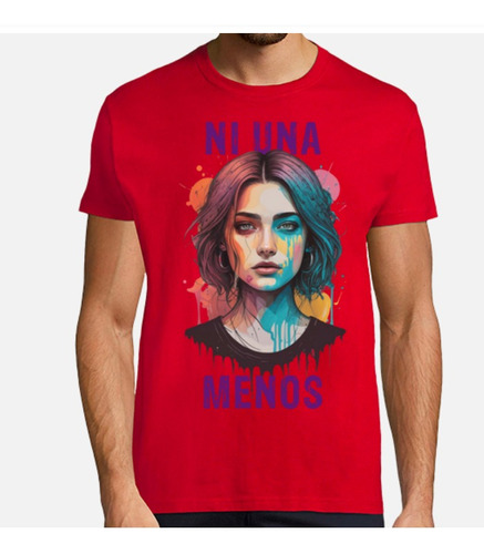 Polera Unisex Mujer Dia Ni Una Menos Rostro Algodon Estampad