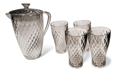 Set Carol 1 Jarra + 4 Vasos Transparente Ss