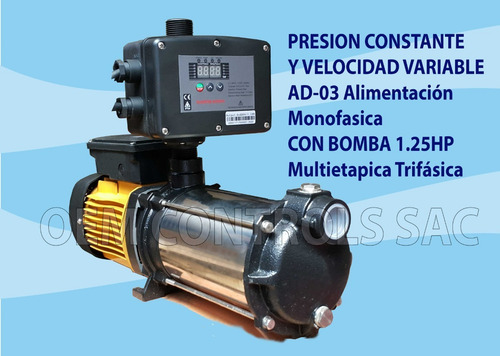 Presion Constante Velocidad Variable Kit Con Bomba 1.25hp