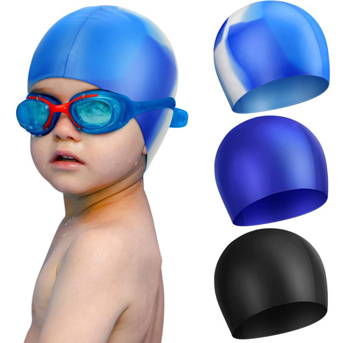 3 Piezas Gorro De Natación Para Niños Gorros De Natación De 