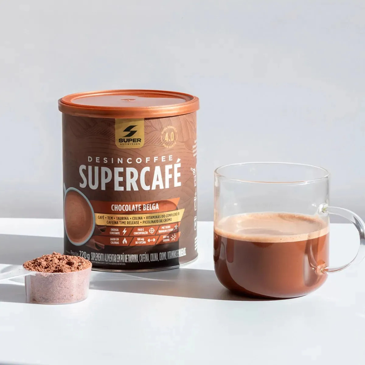 Supercafé Desincoffee Super Nutrition 220g - Chocolate Suiço Chocolate Belga