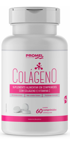 Colágeno Hidrolisado Com Vitamina C Promel 60 Comp De 1000mg