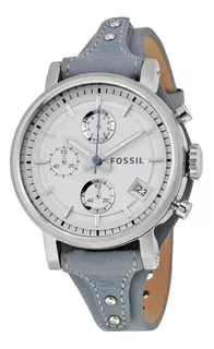 Reloj Fossil Mujer Cuero Celeste Crono Fecha Es3820 Meraki