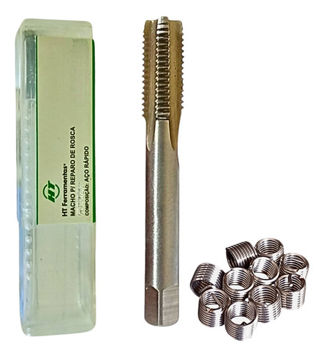 Kit Macho M12 X 1,25mm Com 10 Roscas Postiças Helicoil Aço