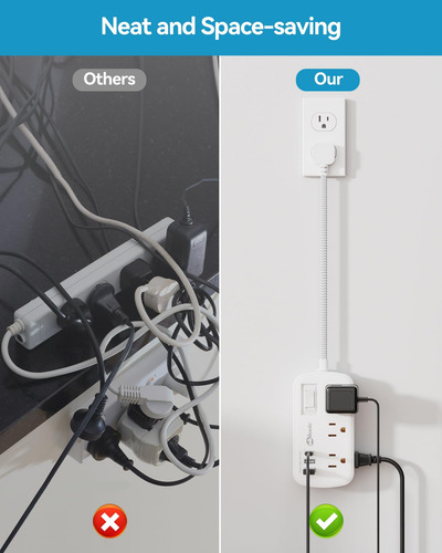 Cable De Extensión Power Strip, Protector Contra Sobretensio