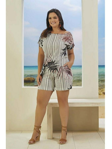 Imagem 1 de 6 de Conjunto Short E Blusa Estampado Festa Plus Size Exclusivo