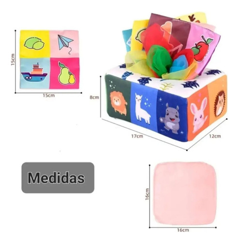 Caja De Pañuelos Tela Estimulacion Sensorial Bebé Gav Import