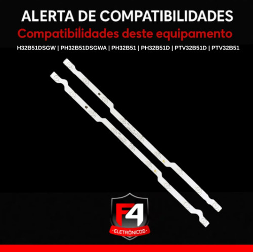 Kit 2 Barras Led Compatível Ph32b51dsgwa Ph32b51dsgw Ver. 3v