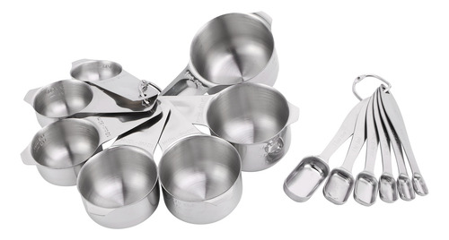 Juego De Cucharas Y Tazas Medidoras De Acero Inoxidable Para