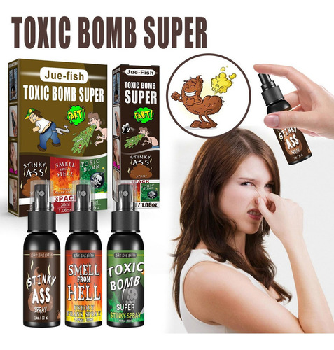 3 Peças Spray Líquido Mal Cheiro Bomba Fedor Gás Pegadinha